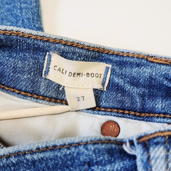 Madewell Cali Demi Boot Cut Jeans 27 Medium Wash Blue Mid Rise Cropped Stretch - Picture 3 of 11